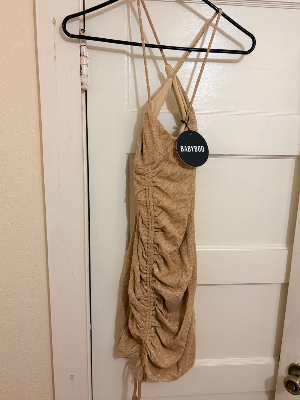 Babyboo Angel Mini Dress Gold Sparkle Size M NWT